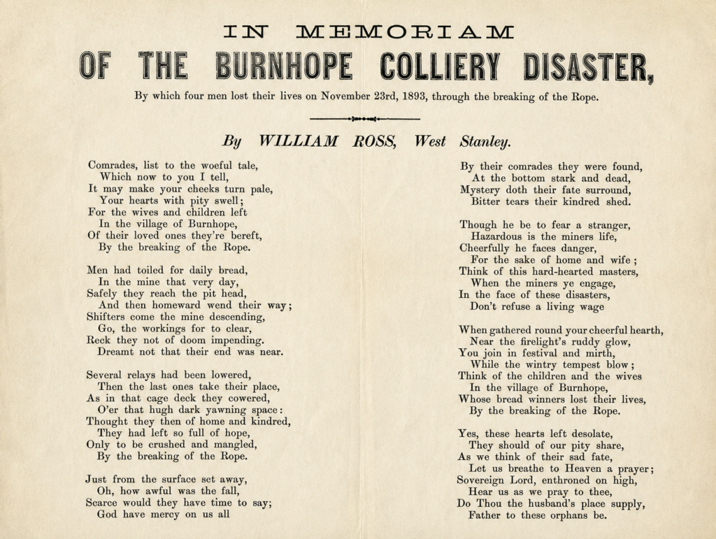 Colliery Disaster Poem